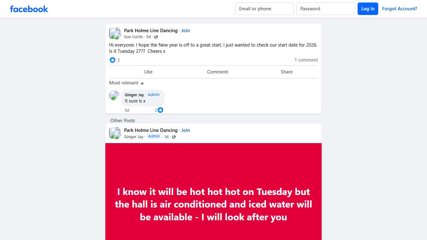 Park Holme Line Dancing Hi everyone. I hope the New year is off to a great start Facebook